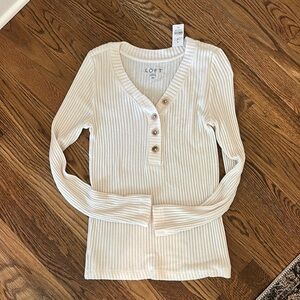 Loft NWT Cream Ribbed Button Down Top - XS